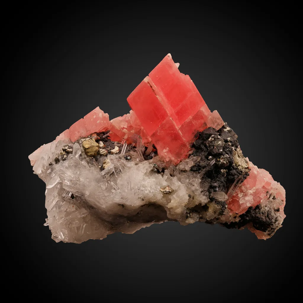 Rhodochrosite, Quartz, Pyrite image