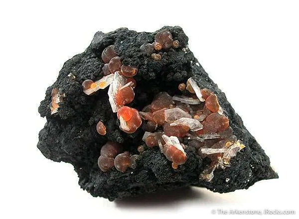 Rhodochrosite With Baryte on Romancheite image