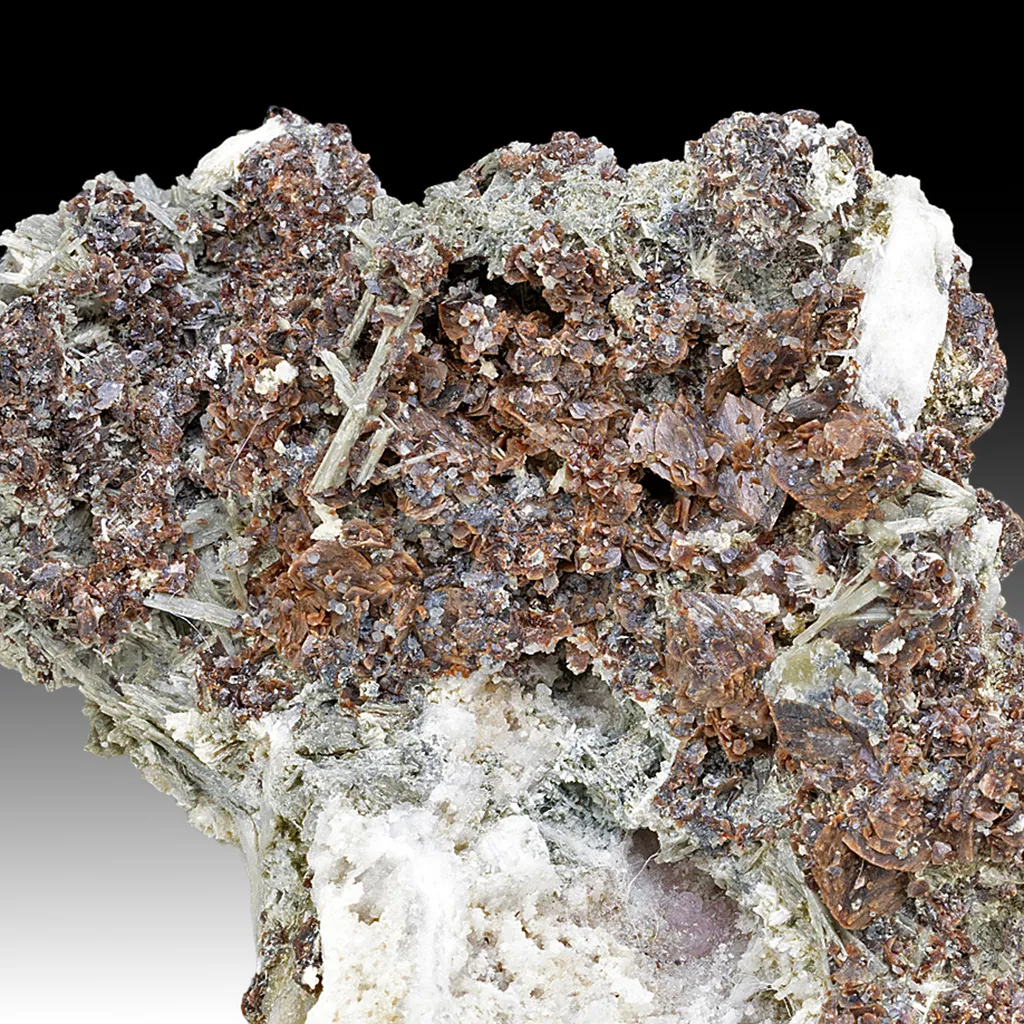 Rhodochrosite with Elpidite, Leifite, Fluorite image