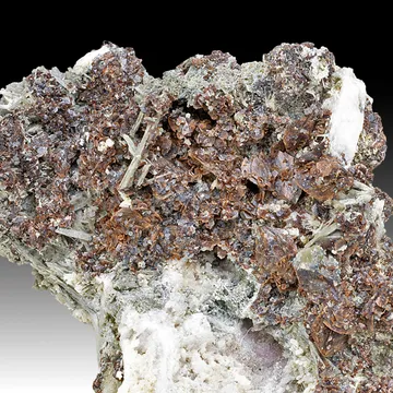 Rhodochrosite with Elpidite, Leifite, Fluorite
