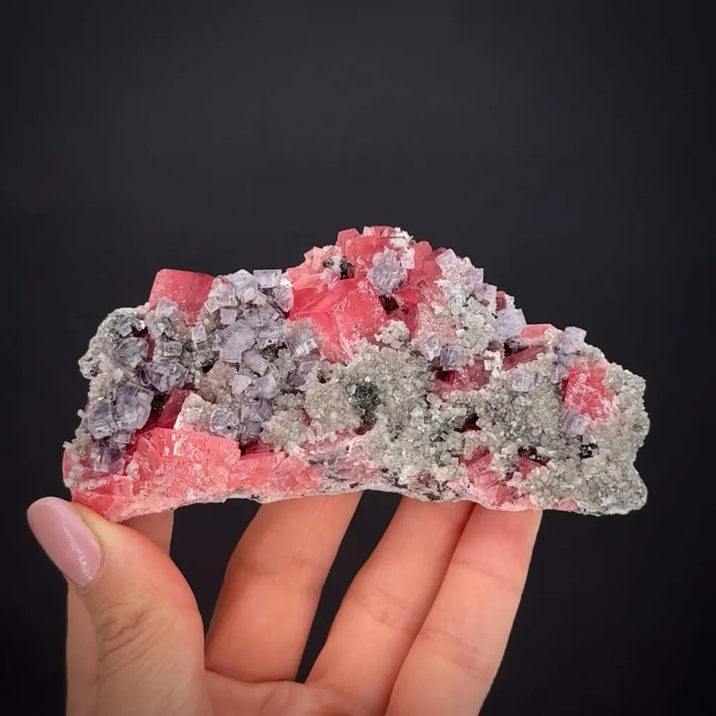 Rhodochrosite with Fluorite and Apatite