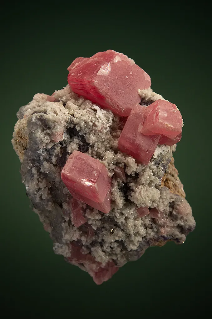 Rhodochrosite with Fluorite and Quartz image