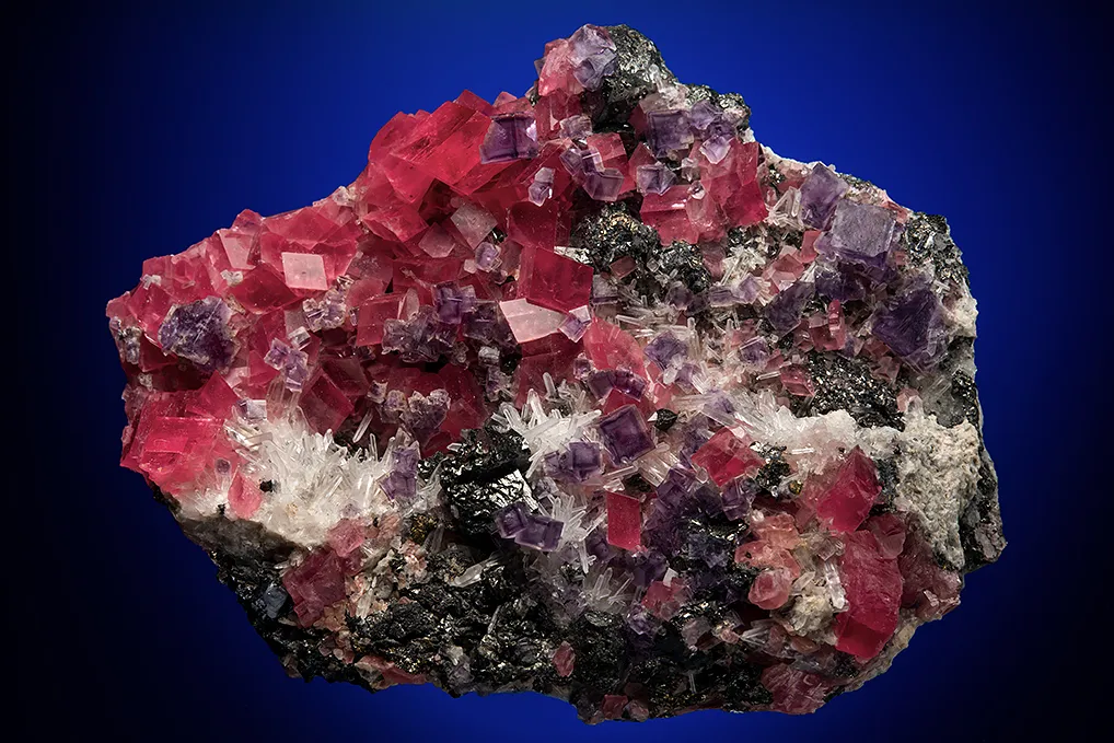 Rhodochrosite with Fluorite and Tetrahedrite image