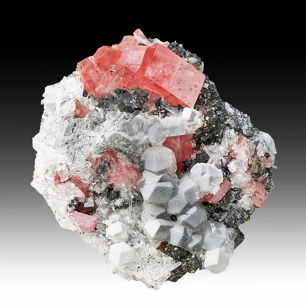 Rhodochrosite with Fluorite, Tetrahedrite, Quartz image