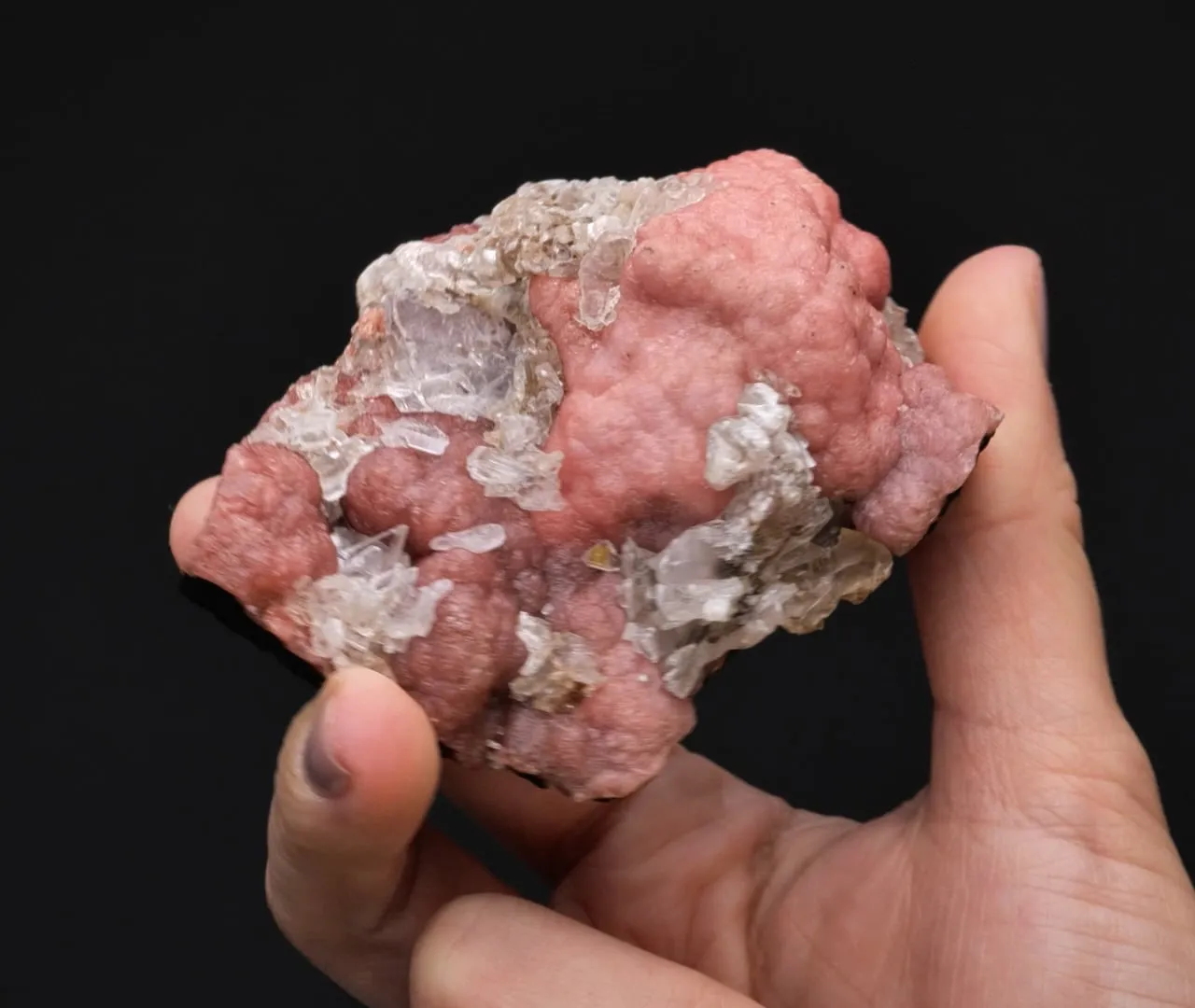 Rhodochrosite with Gypsum var. Selenite - image 2