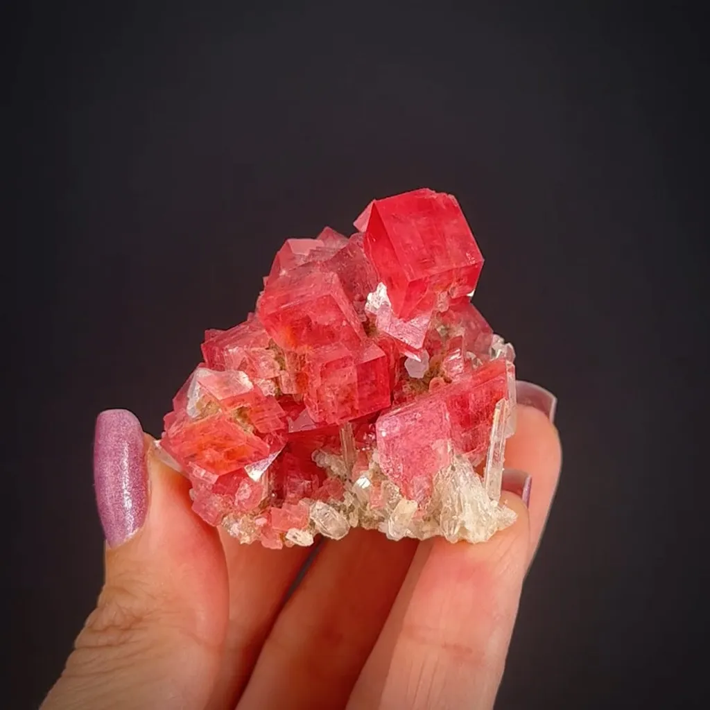 Rhodochrosite with Hübnerite and Fluorite on Quartz - image 2