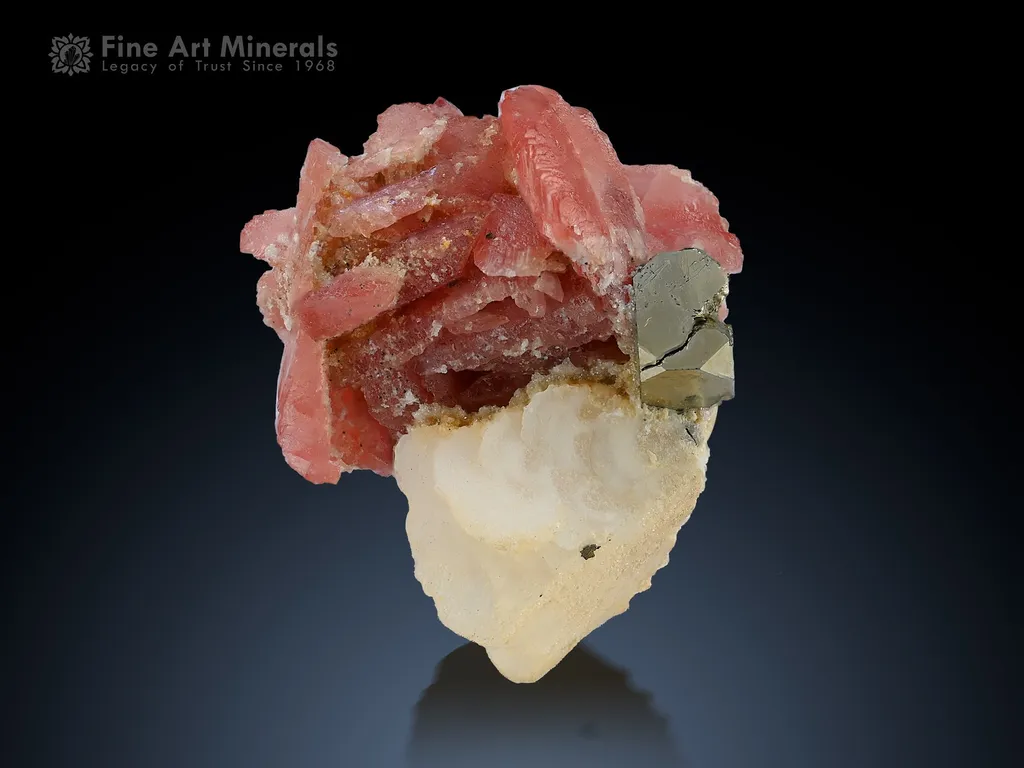 Rhodochrosite with Pyrite from Skardu Pakistan image