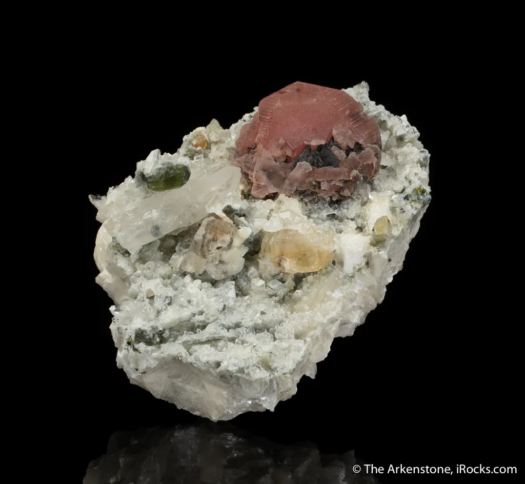 Rhodochrosite with Quartz and Elbaite image