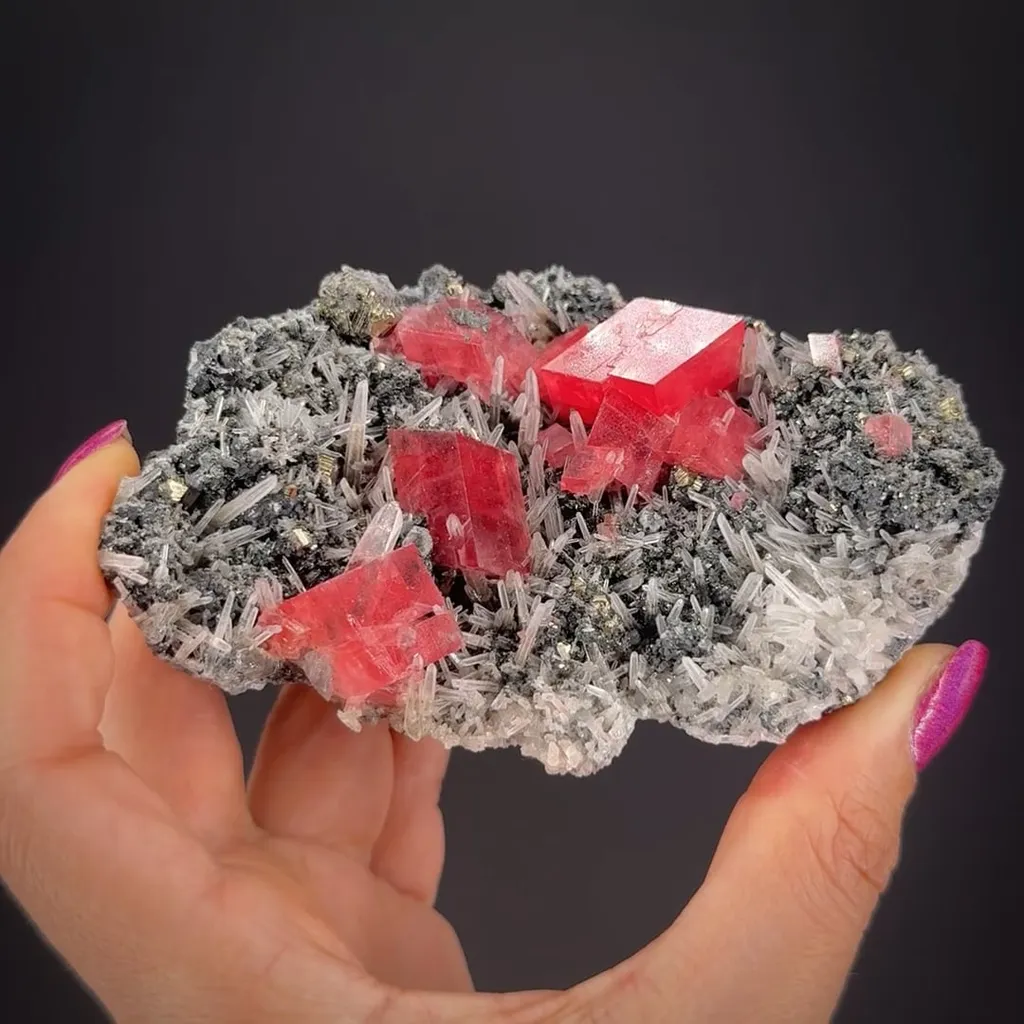 Rhodochrosite with Quartz, Pyrite and Tetrahedrite image