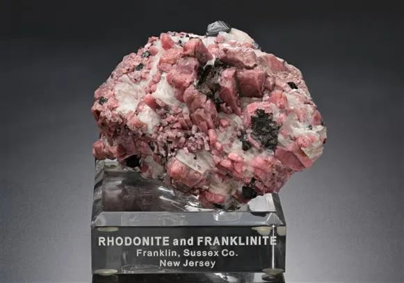 Rhodonite with Franklinite and Calcite - image 1