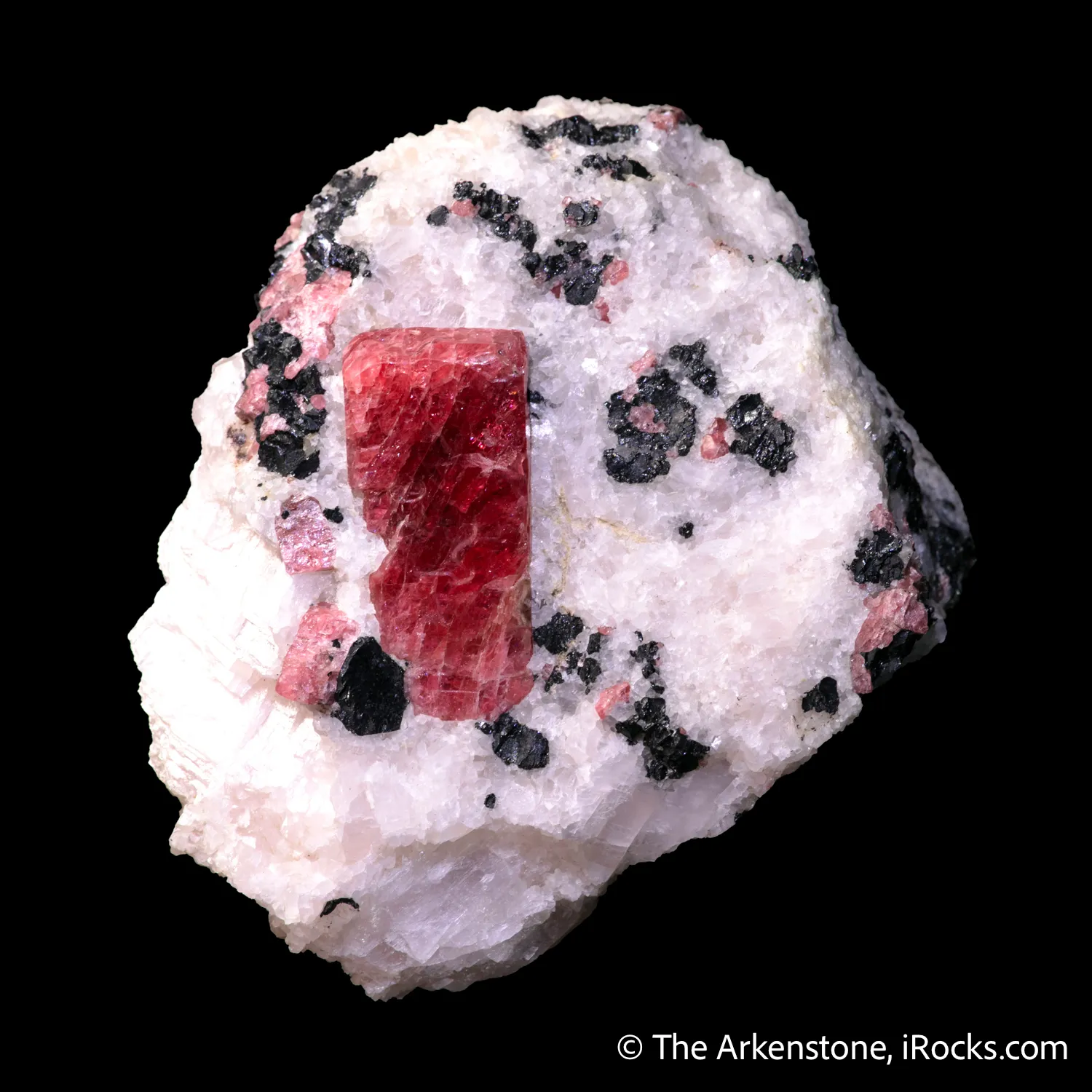 Rhodonite with Franklinite in Calcite - image 6