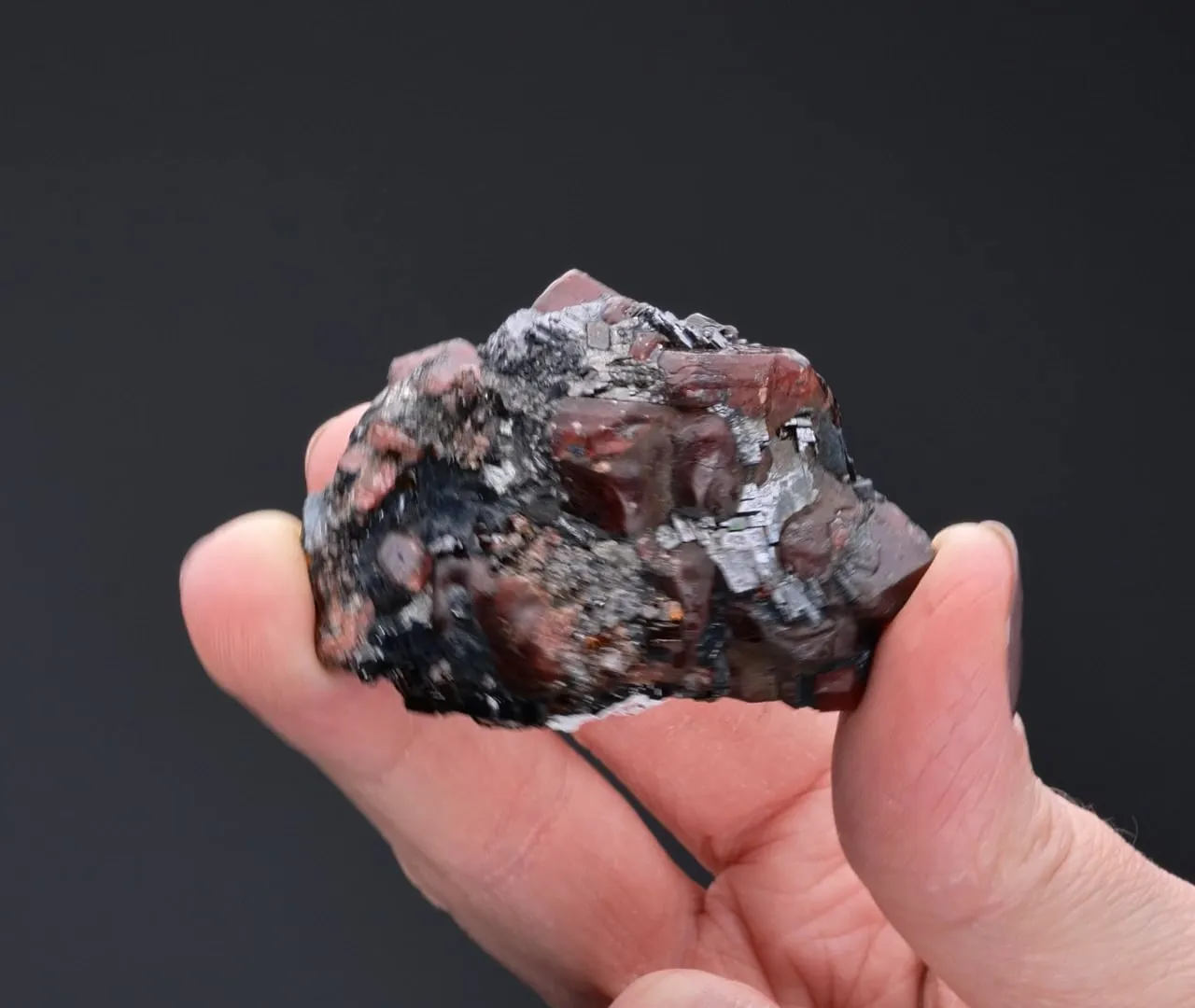 RHODONITE with SPESSARTINE in GALENA - image 2