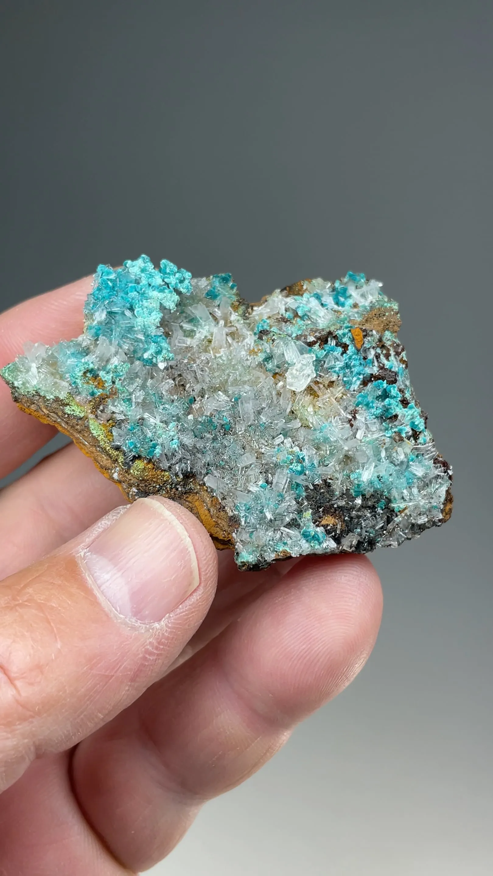 Rosasite with Hemimorphite, Calcite - image 2