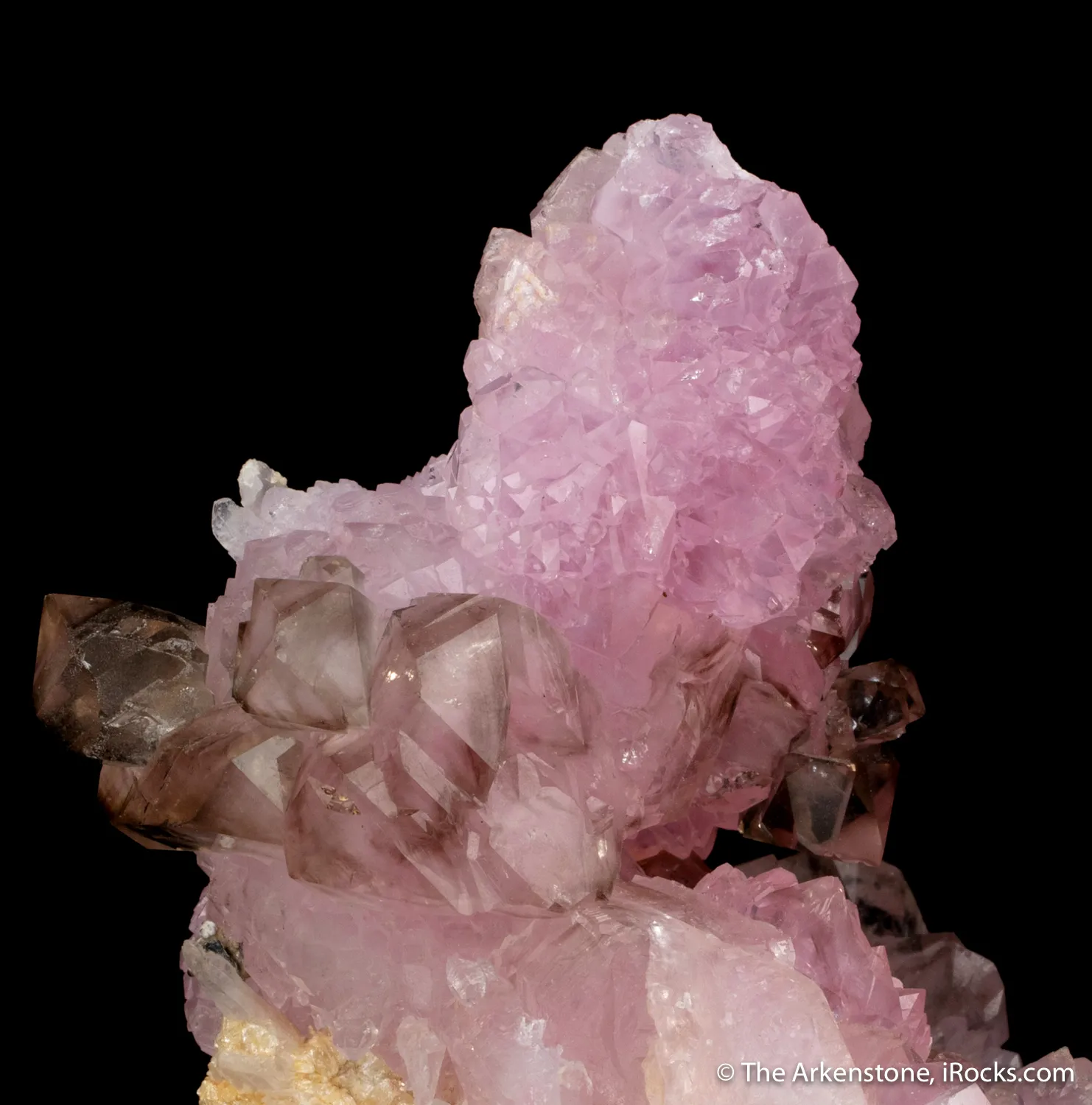 Rose Quartz and Smoky Quartz on Quartz - image 3