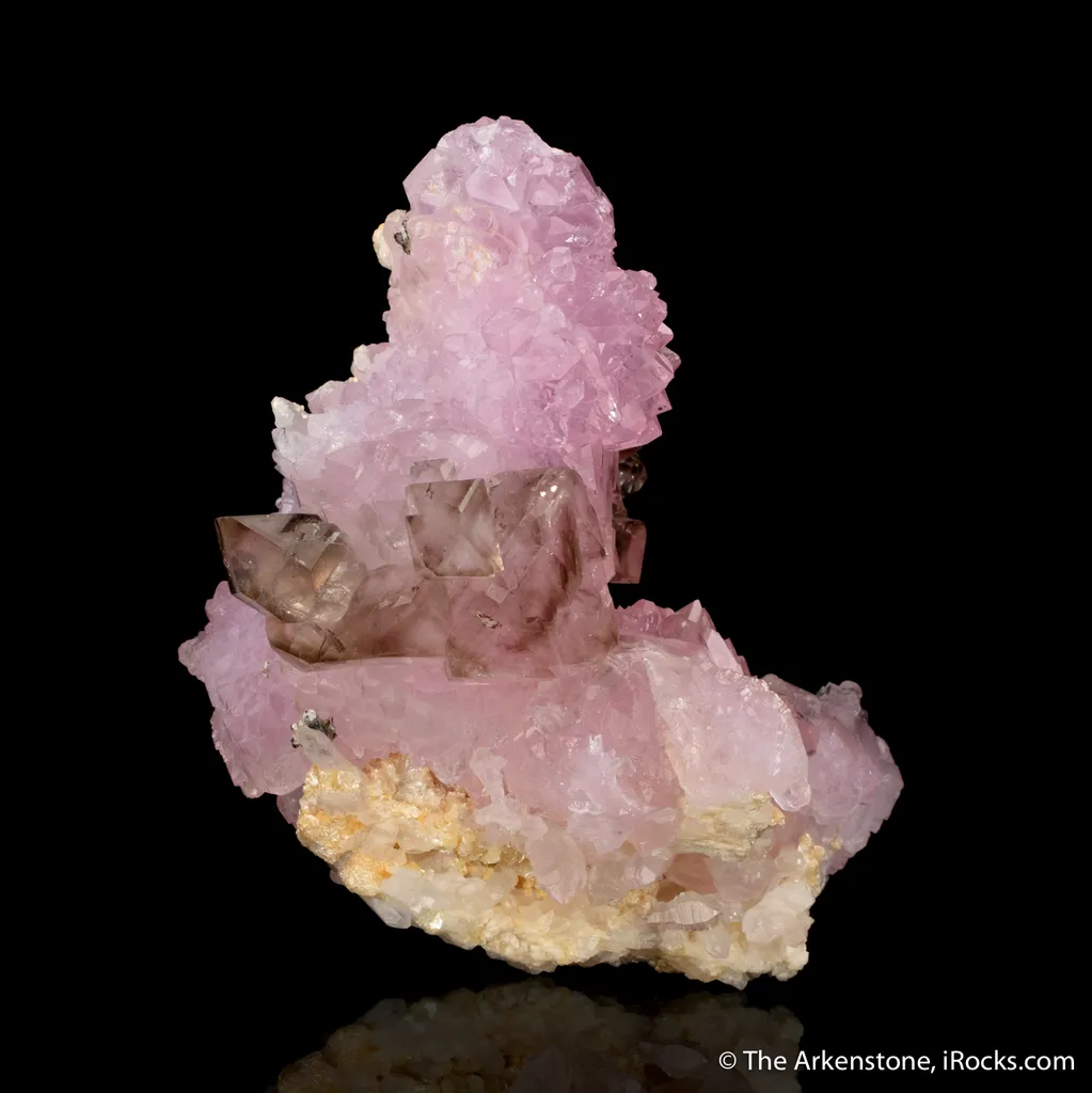 Rose Quartz and Smoky Quartz on Quartz image