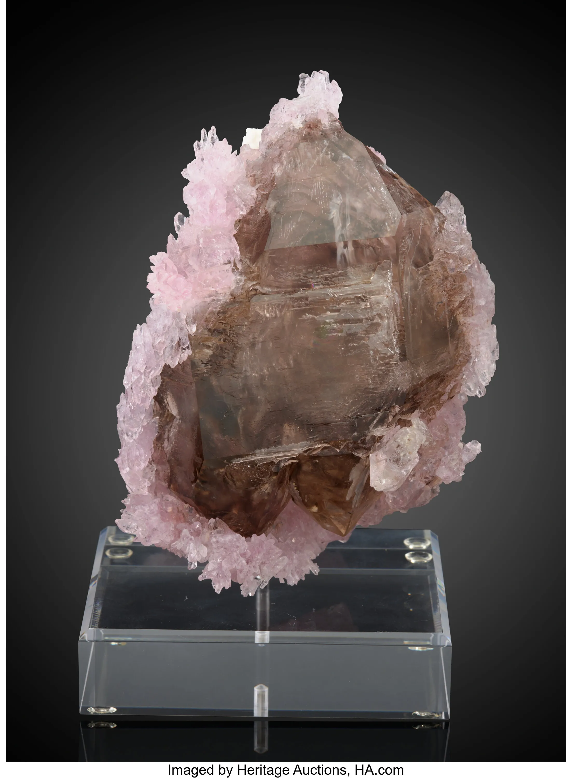 Rose Quartz on Smoky Quartz - image 1