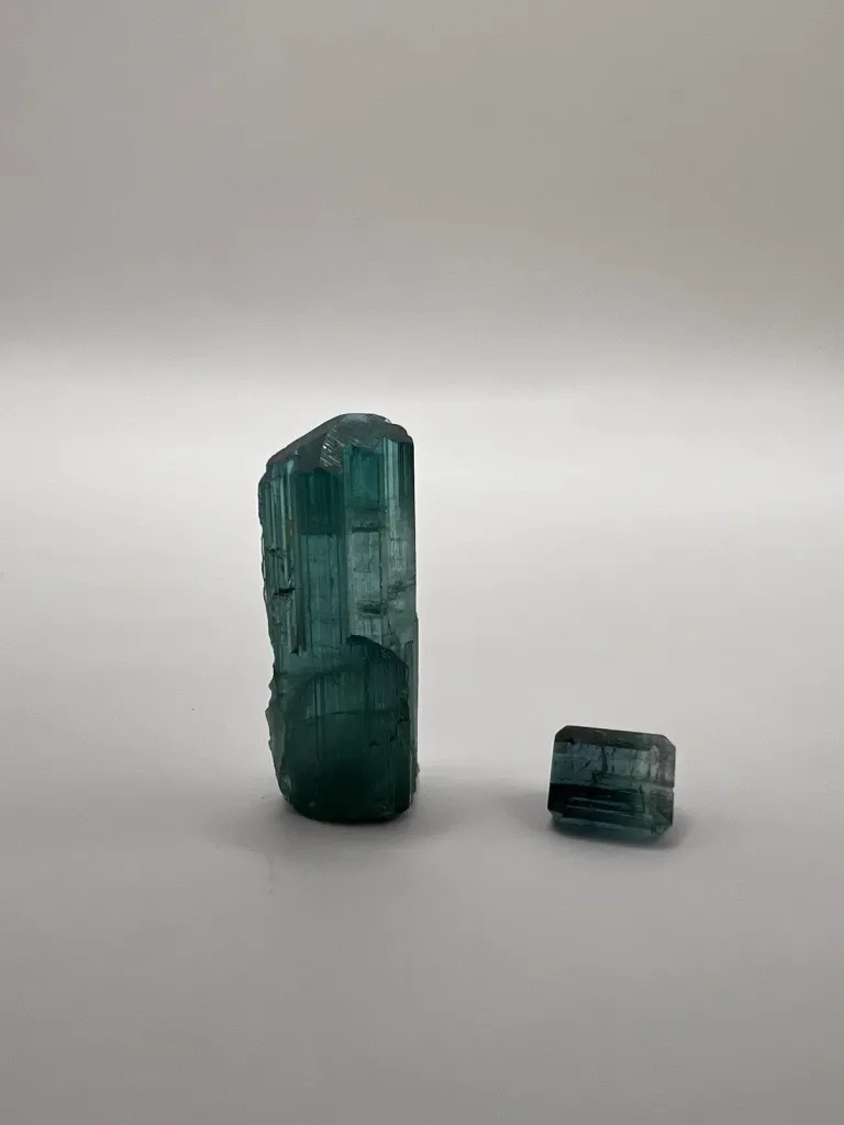 Rough and Cut Tourmaline from Afghanistan - 10077 image