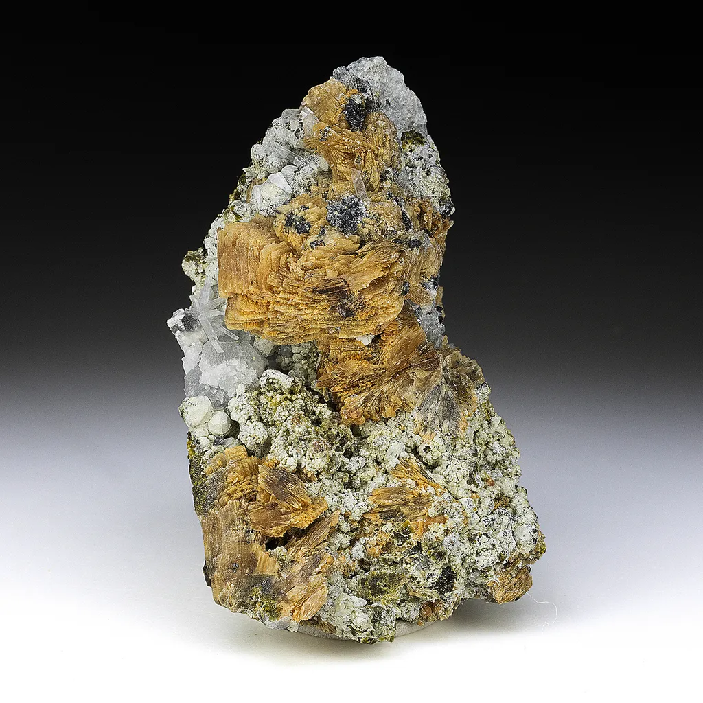 Roweite with Olshanskyite, Andradite, Calcite image