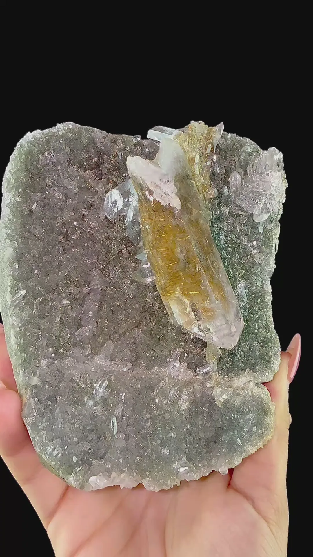 Rutile in Clear Quartz on Chlorite | SELF STANDING | High Quality Mineral | Indian Mineral | Superb Minerals | Collectors Piece - image 7