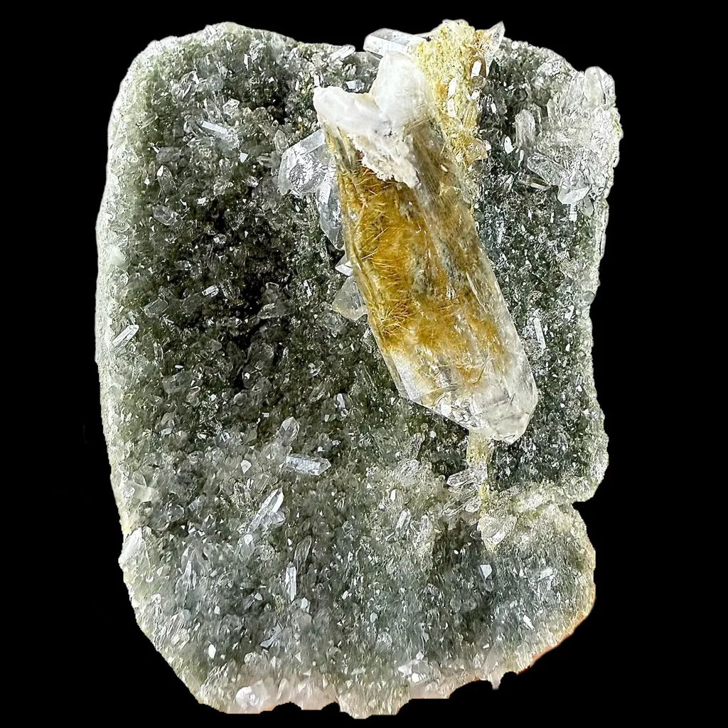 Rutile in Clear Quartz on Chlorite | SELF STANDING | High Quality Mineral | Indian Mineral | Superb Minerals | Collectors Piece image