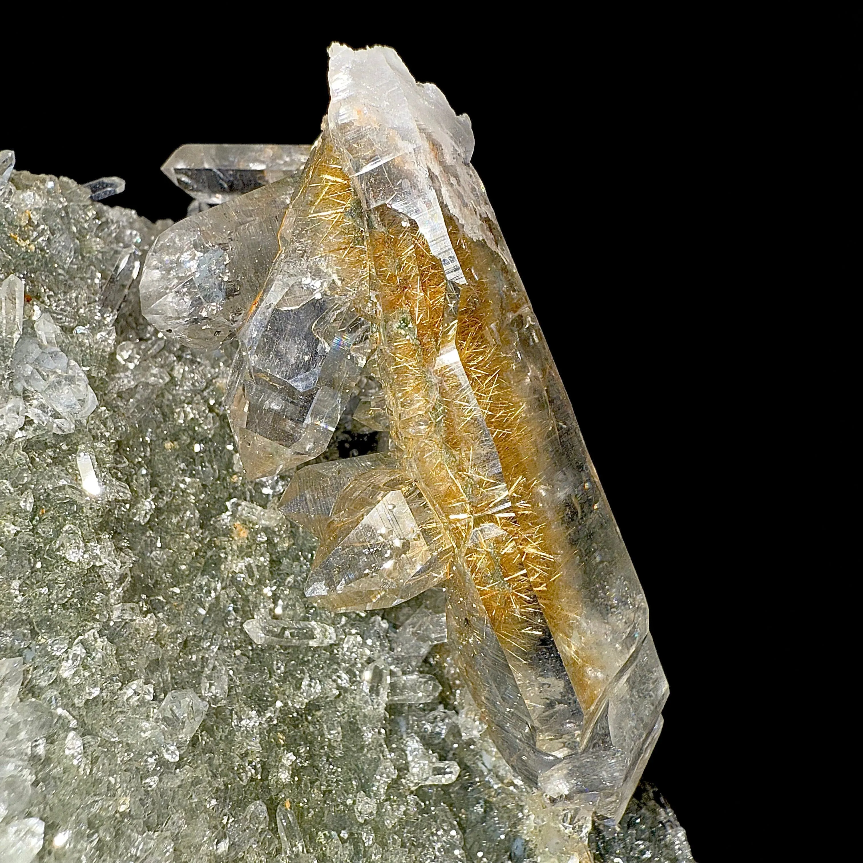 Rutile in Clear Quartz on Chlorite | SELF STANDING | High Quality Mineral | Indian Mineral | Superb Minerals | Collectors Piece - image 5