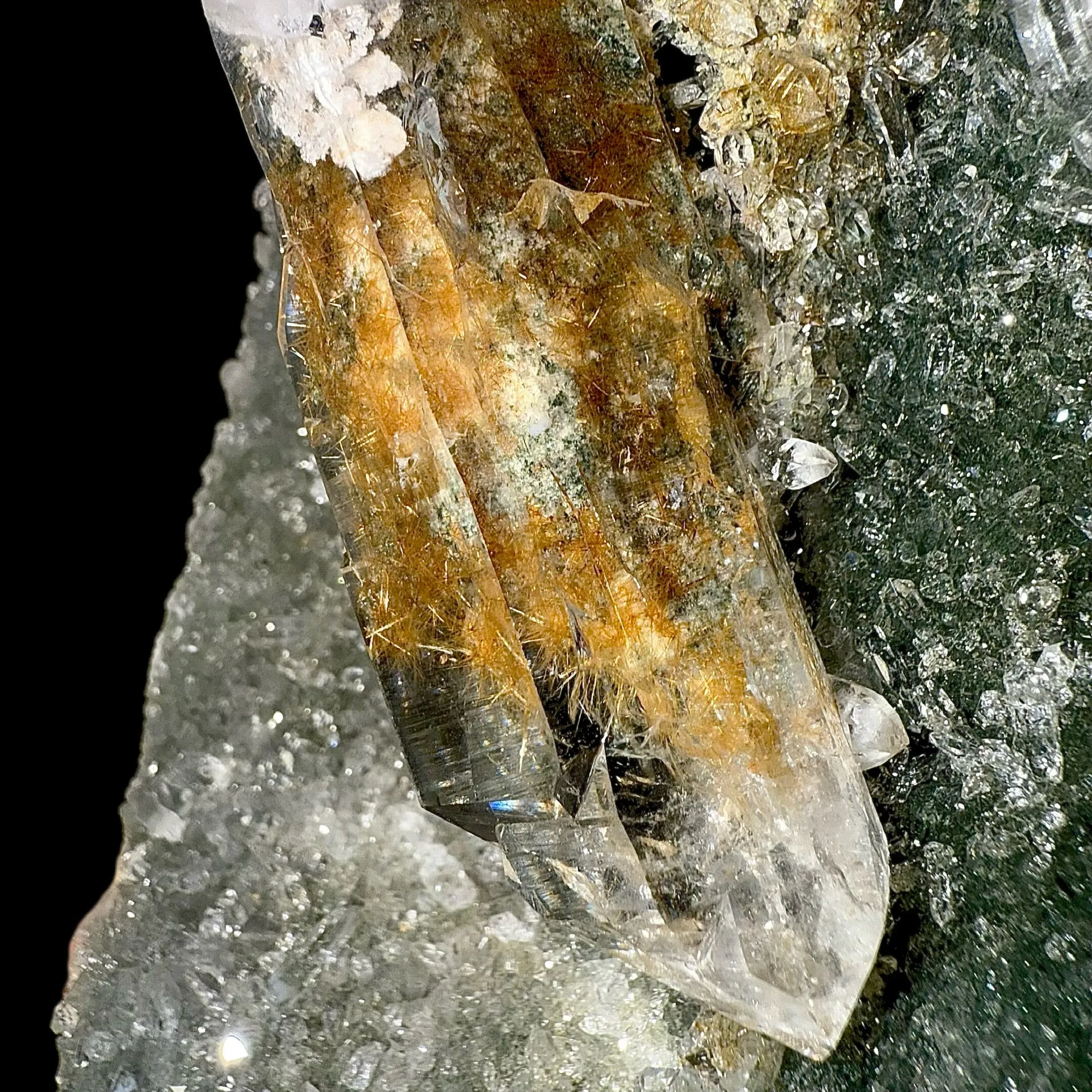 Rutile in Clear Quartz on Chlorite | SELF STANDING | High Quality Mineral | Indian Mineral | Superb Minerals | Collectors Piece - image 3
