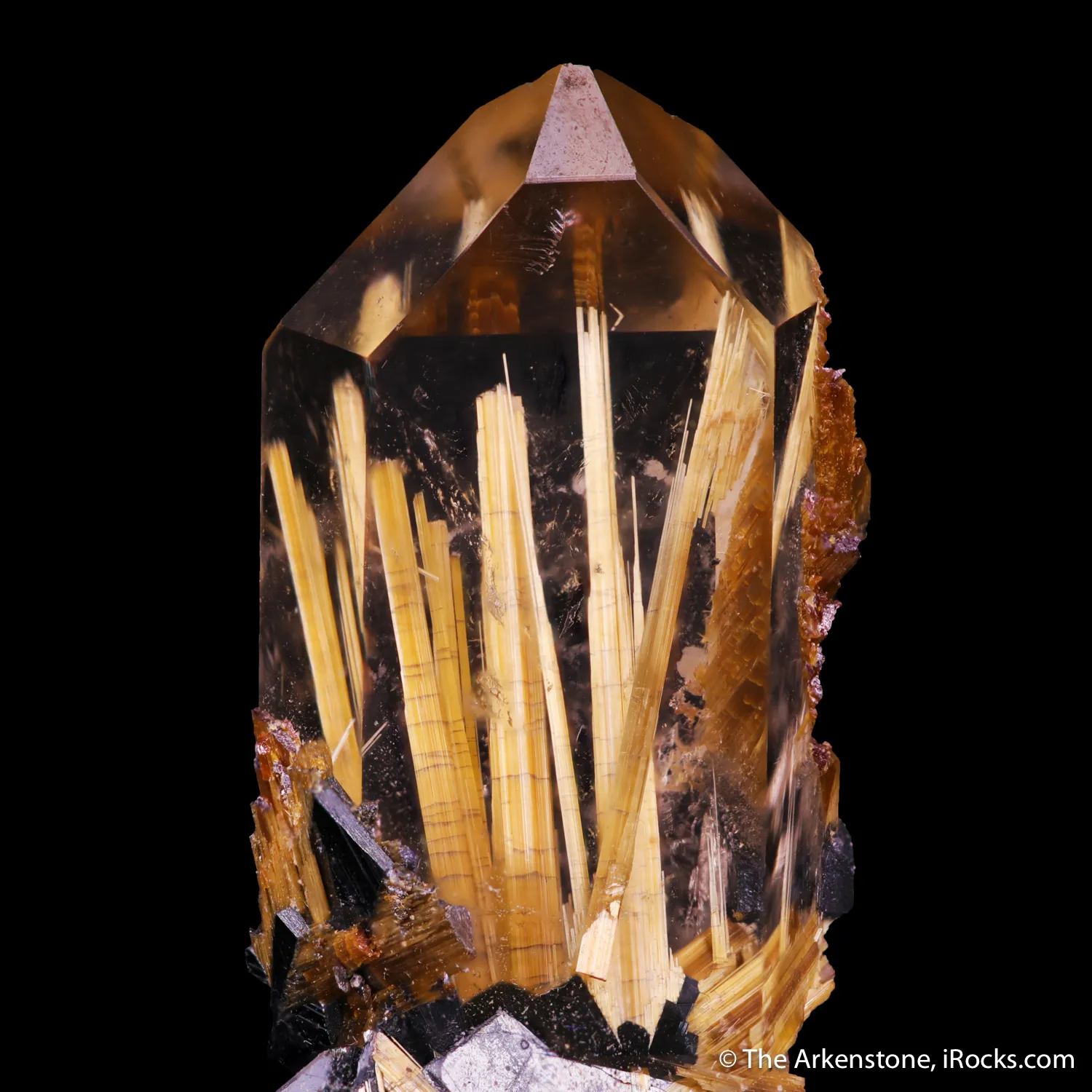 Rutile in Quartz, on Hematite - image 2
