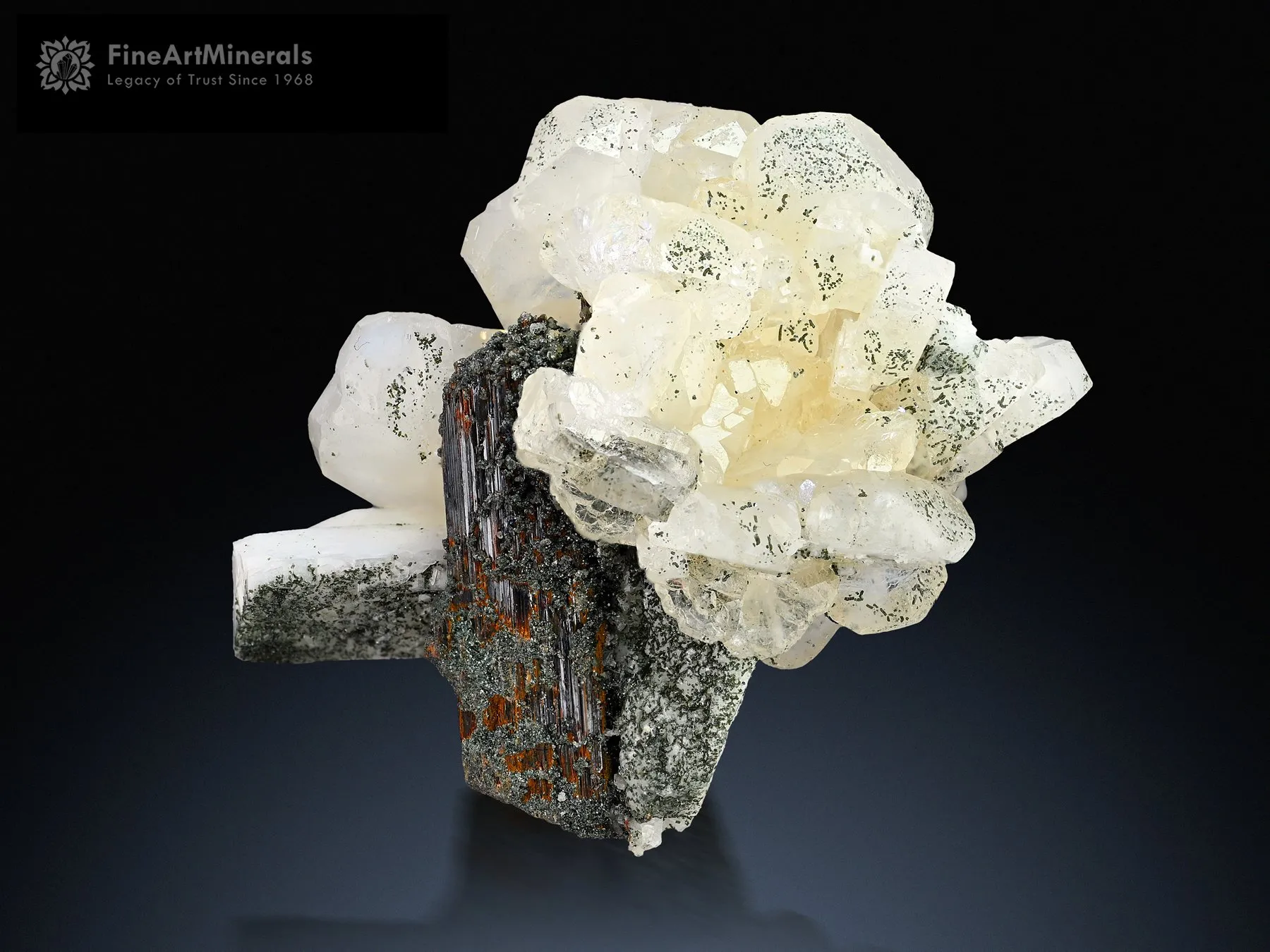 Rutile on Apatite with Feldspar and Hematite spray from Skardu Pakistan - image 1