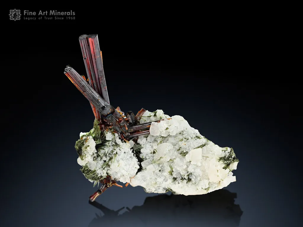 Rutile with Aegirine Spray on Matrix from Pakistan image