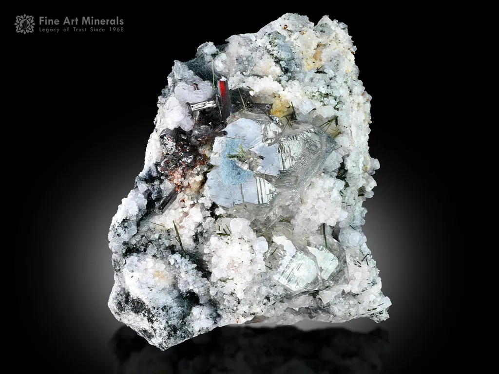 Rutile with Quartz and Aegirine from Pakistan image