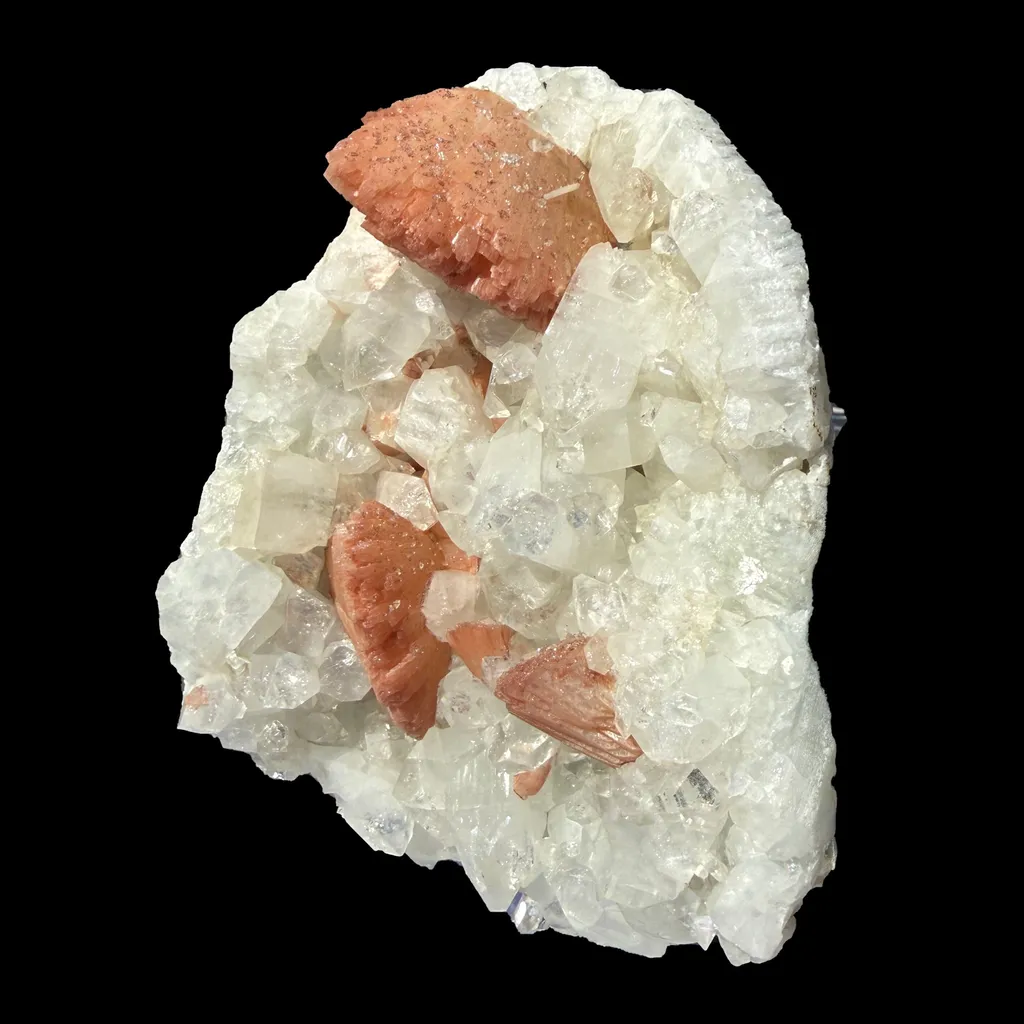 Salmon-Pink Heulandite on Apophyllite Matrix – Indian Zeolite Mineral Specimen from Jalgaon - image 4