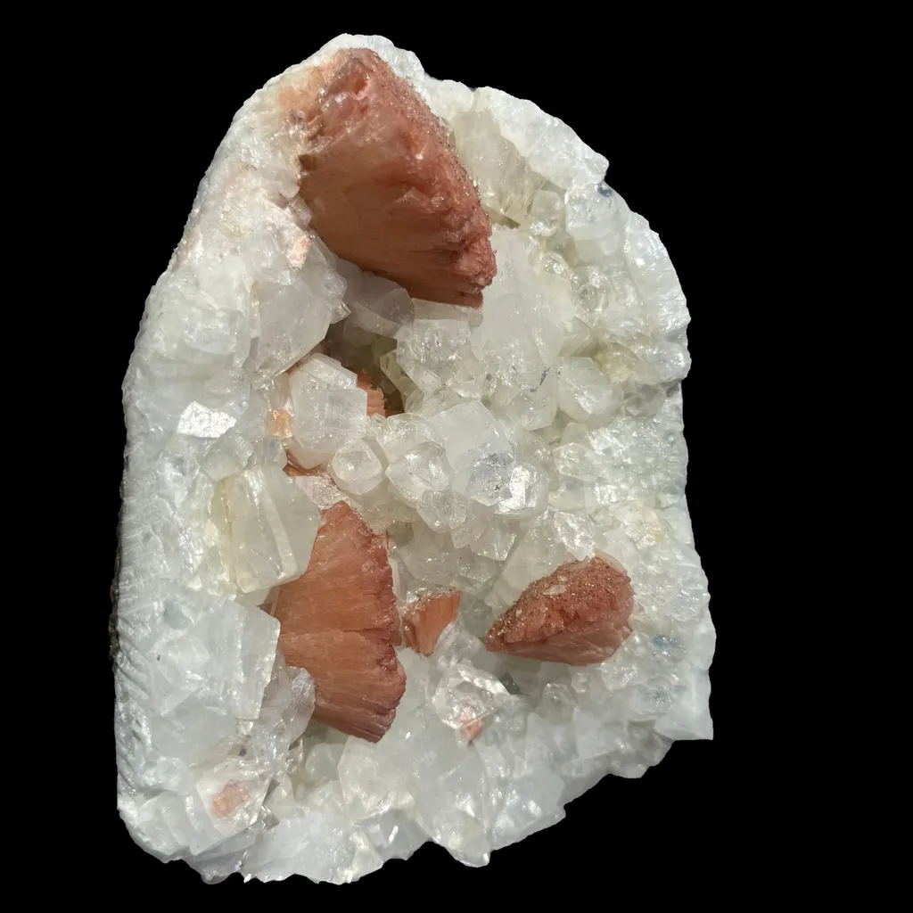 Salmon-Pink Heulandite on Apophyllite Matrix – Indian Zeolite Mineral Specimen from Jalgaon - image 5