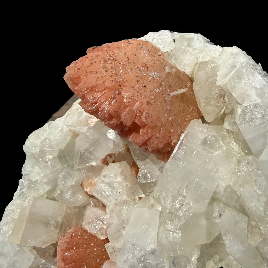Salmon-Pink Heulandite on Apophyllite Matrix – Indian Zeolite Mineral Specimen from Jalgaon - image 3