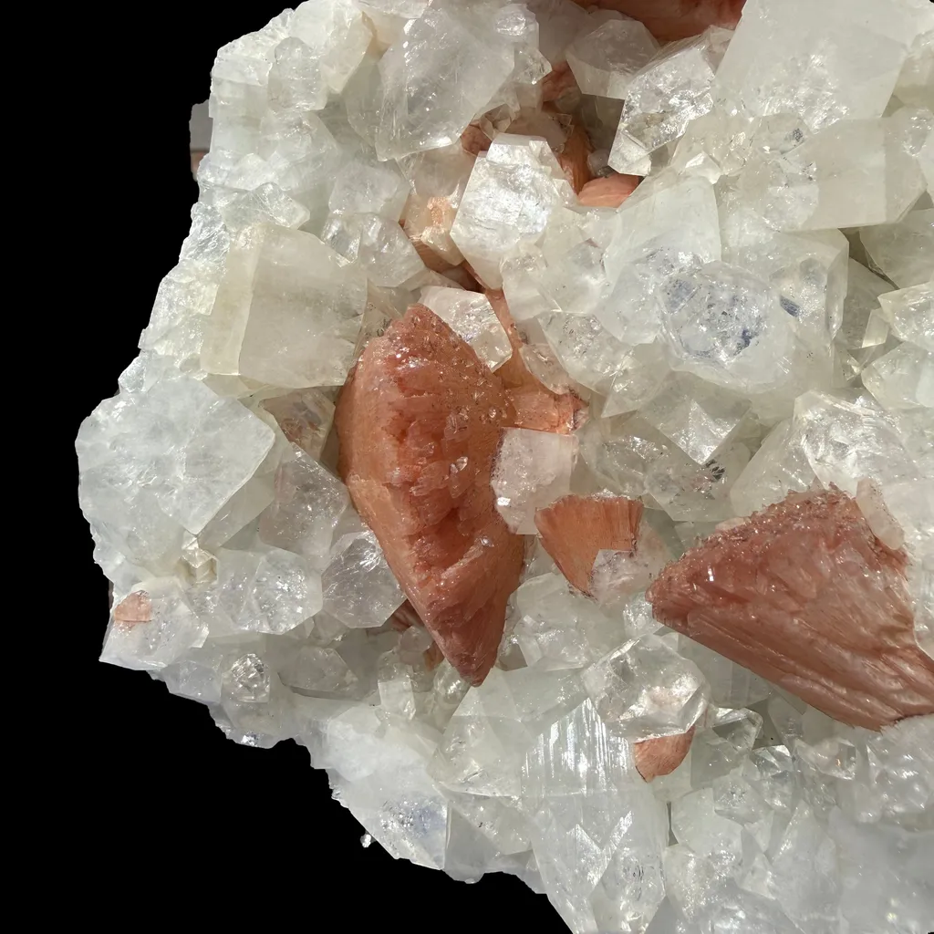 Salmon-Pink Heulandite on Apophyllite Matrix – Indian Zeolite Mineral Specimen from Jalgaon - image 7