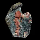 Salmon Red - Heulandite Clusters on Sparkling Grey Chalcedony Geode Matrix – Rare Indian Zeolite Mineral Specimen from Jalgaon - image 1