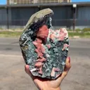 Salmon Red - Heulandite Clusters on Sparkling Grey Chalcedony Geode Matrix – Rare Indian Zeolite Mineral Specimen from Jalgaon - image 2