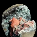 Salmon Red - Heulandite Clusters on Sparkling Grey Chalcedony Geode Matrix – Rare Indian Zeolite Mineral Specimen from Jalgaon - image 4