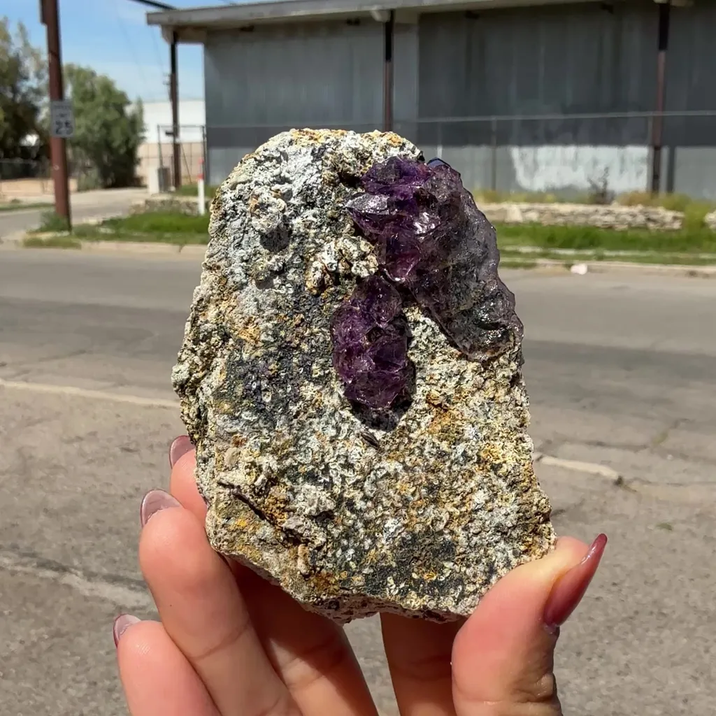 Scepter Amethyst Cluster on Matrix – Natural Purple Crystal Specimen from Karur, India DKT113 - image 2