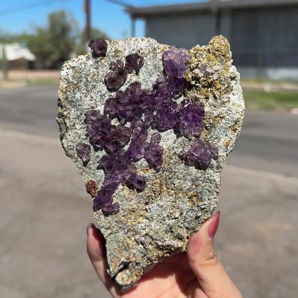 Scepter Amethyst Cluster on Matrix – Natural Purple Crystal Specimen from Karur, India DKT121 - image 2