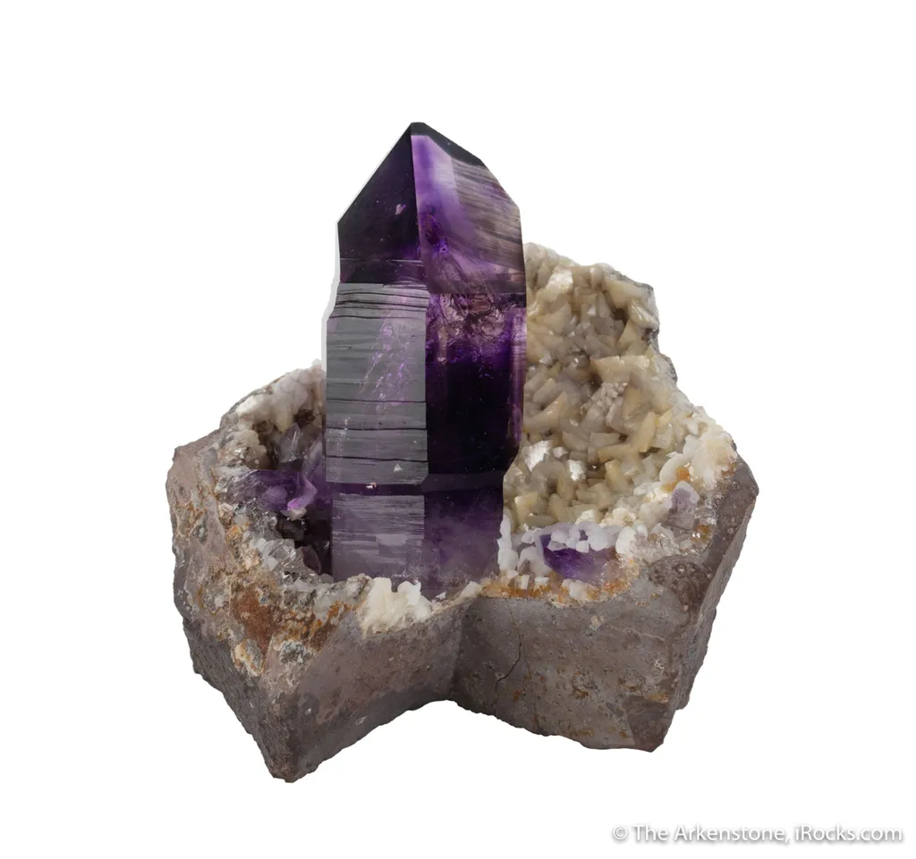 Sceptered Amethyst with Dolomite and Chalcedony image