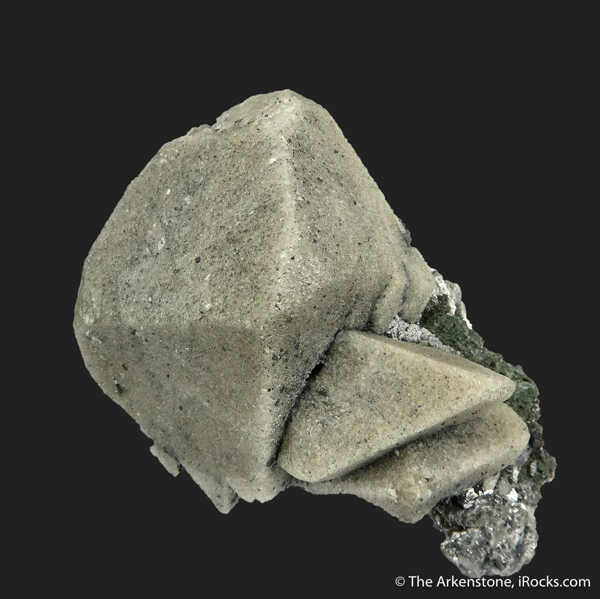 Scheelite (fluorescent) with Molybdenite, on Arsenopyrite - image 3