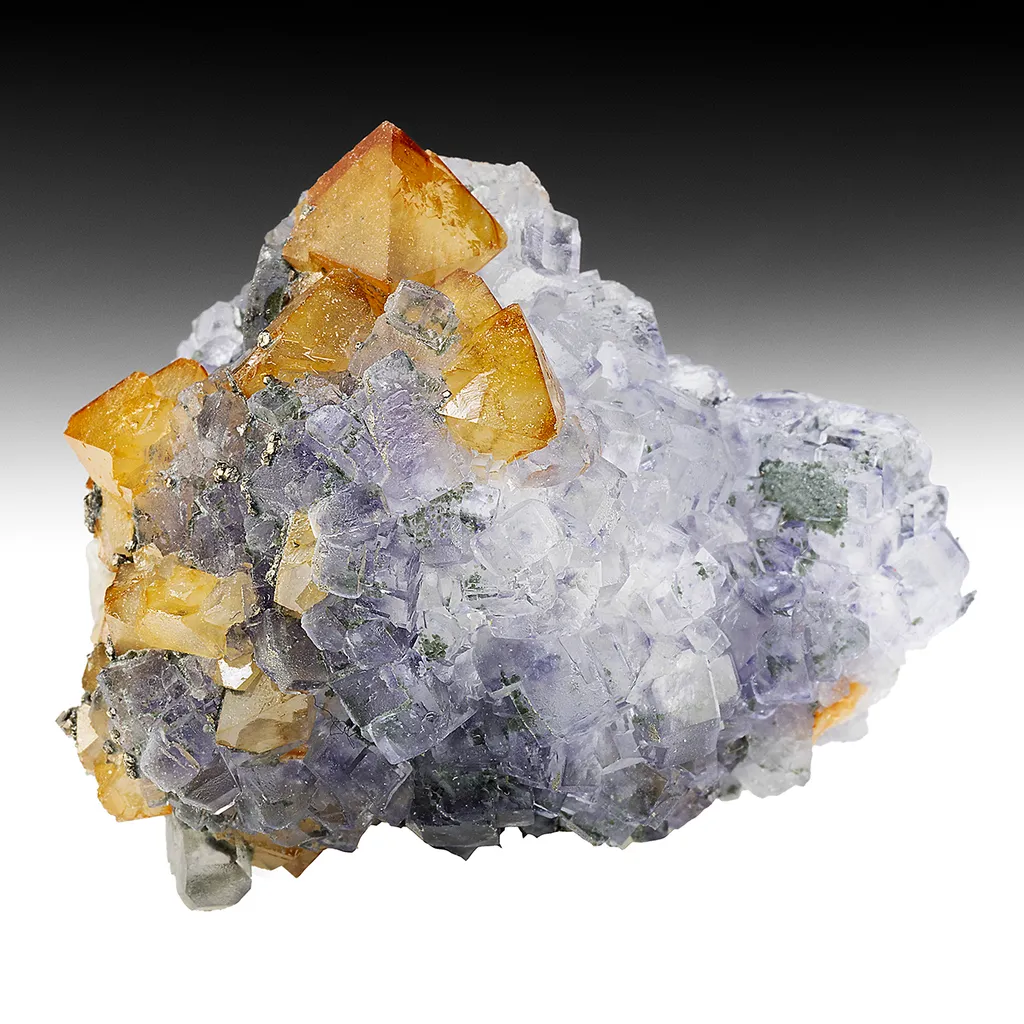Scheelite with Fluorite, Pyrite image