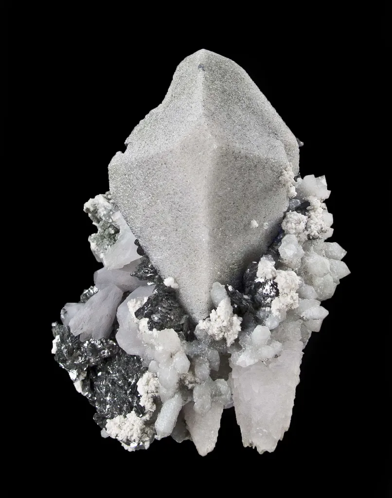Scheelite With Lollingite, Quartz image