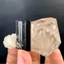 Schorl Black Tourmaline Crystal on Smoky Quartz from Pakistan - image 3