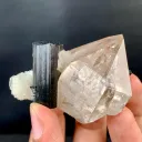 Schorl Black Tourmaline Crystal on Smoky Quartz from Pakistan - image 4
