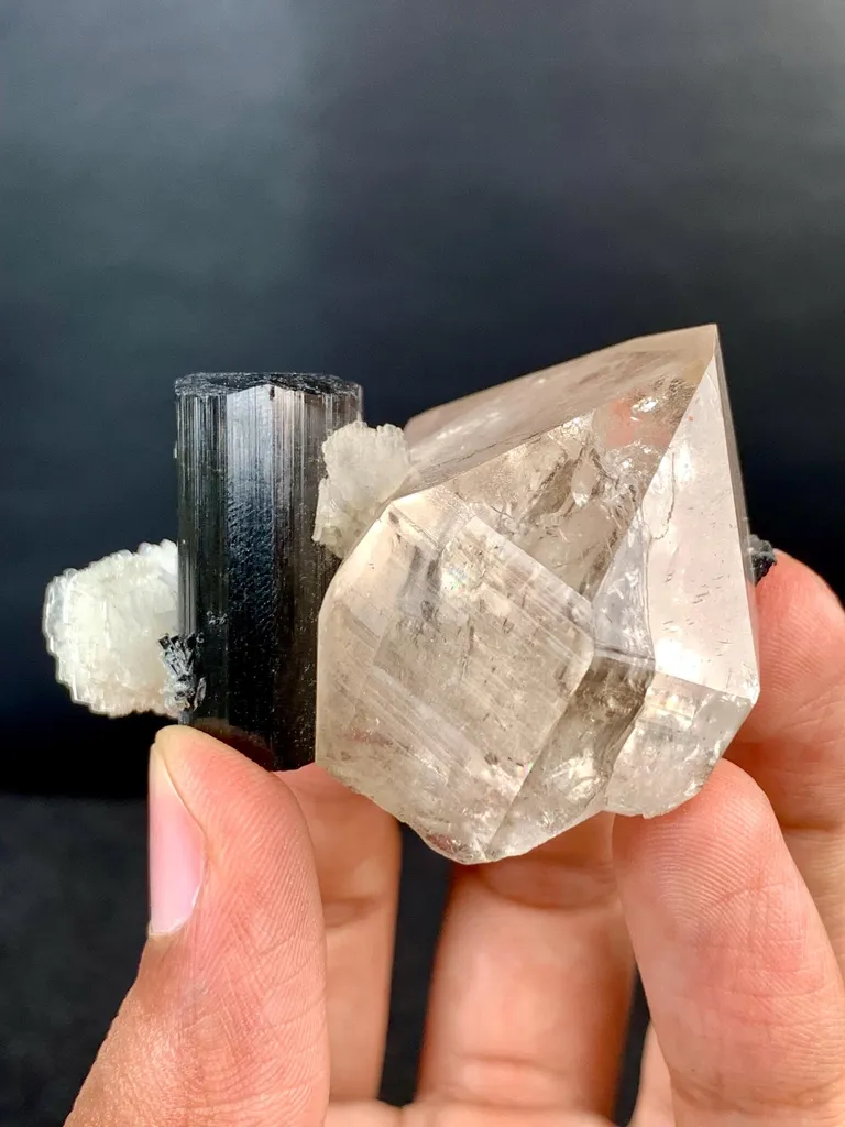 Schorl Black Tourmaline Crystal on Smoky Quartz from Pakistan - image 5