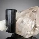 Schorl Black Tourmaline Crystal on Smoky Quartz from Pakistan - image 1