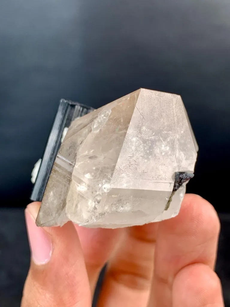 Schorl Black Tourmaline Crystal on Smoky Quartz from Pakistan - image 8