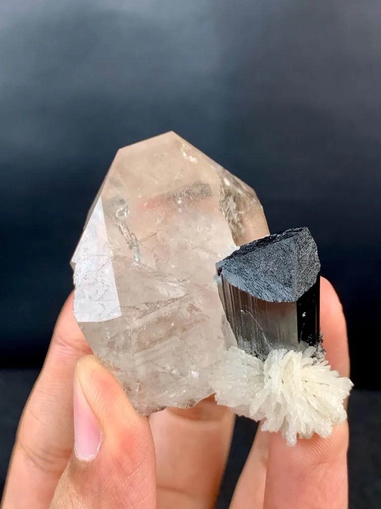 Schorl Black Tourmaline Crystal on Smoky Quartz from Pakistan - image 7