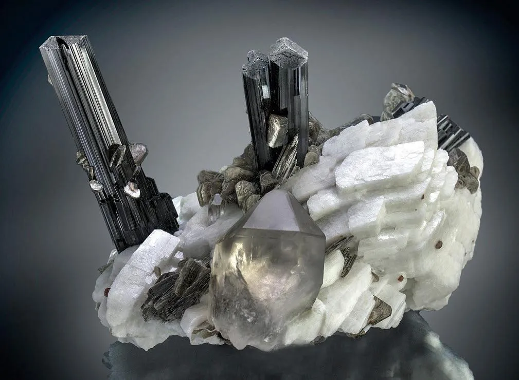 Schorl, Smoky Quartz, Albite image